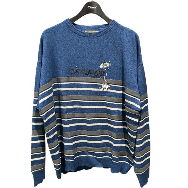 レフト アローン Left Alone 刺繍ボーダーニット 24LA-122 ネイビー