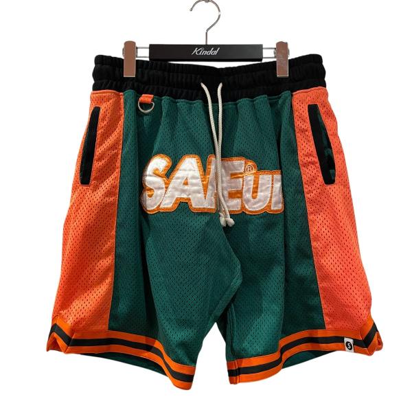 【美品】SAPEur サプール バスケットパンツ ハーフパンツ ブラック XL サプール SAPEur ハーフパンツ マルチカラー サイズ：XL