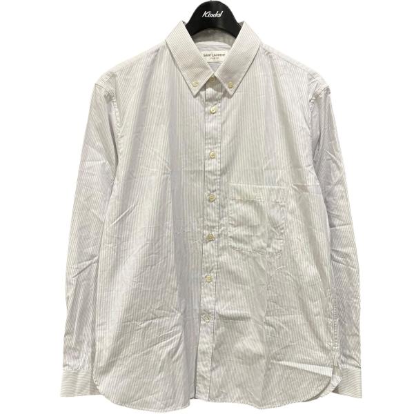 値下げ】Saint Laurent Paris YSLロゴ付ストライプシャツ 712700