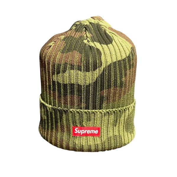 【未使用品】Supreme リブ編み ニット帽 オリーブ カーキ　綿100% Supreme(シュプリーム) 23AWClassic Logo Chunky Ribbed Beanieニット
