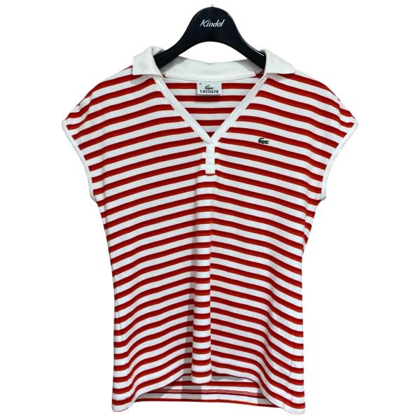 LACOSTE（ラコステ） ノースリーブポロシャツ DF566S ホワイト×レッド
