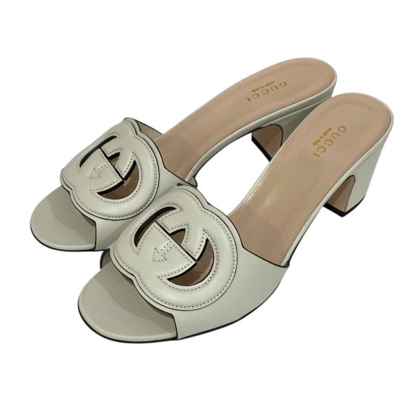 【新品未使用】GUCCI インターロッキングGウィメンズサンダル38 GUCCI（グッチ） インターロッキングGサンダル ホワイト サイズ：38