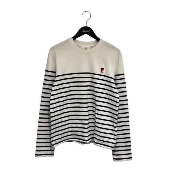 ami paris ボーダーTシャツ Mサイズ アミパリス AMI PARIS ボーダーTシャツ E22UTS300 ホワイト