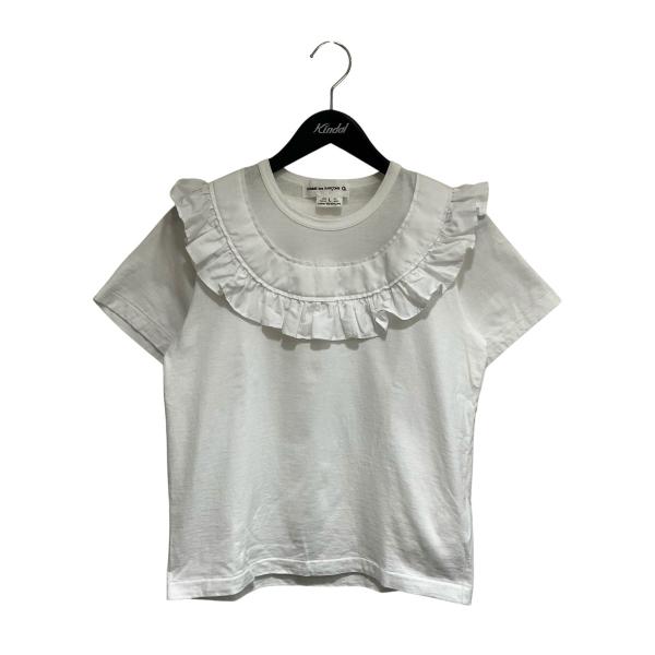 コムデギャルソンコムデギャルソンフリル付きホワイト長袖Tシャツ白M送料無料 COMME des GARCONS GIRL コムデギャルソンガール COMME des GARCONS