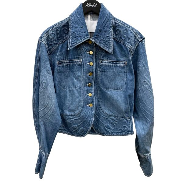 値下げ】mame kurogouchi Floral Embossed Short Denim Jacket