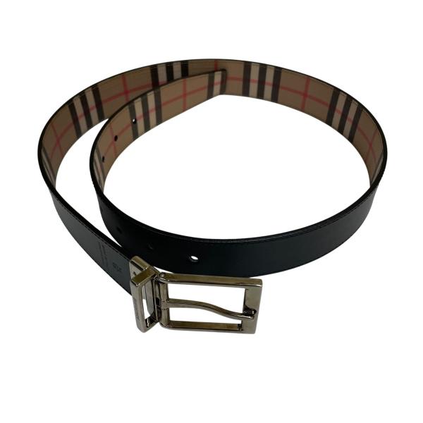 新品 バーバリー 日本製 ベルト ブラック エンボス フィット 正規品110cm BURBERRY バーバリー リバーシブルベルト ブラック サイズ：34