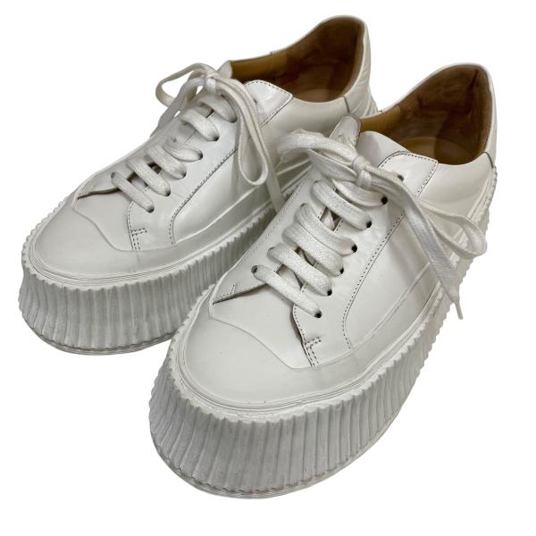ジルサンダー プラットフォーム キャンバス ロートップ スニーカーバルカナイズド JIL SANDER ジルサンダー プラットフォーム スニーカー ホワイト