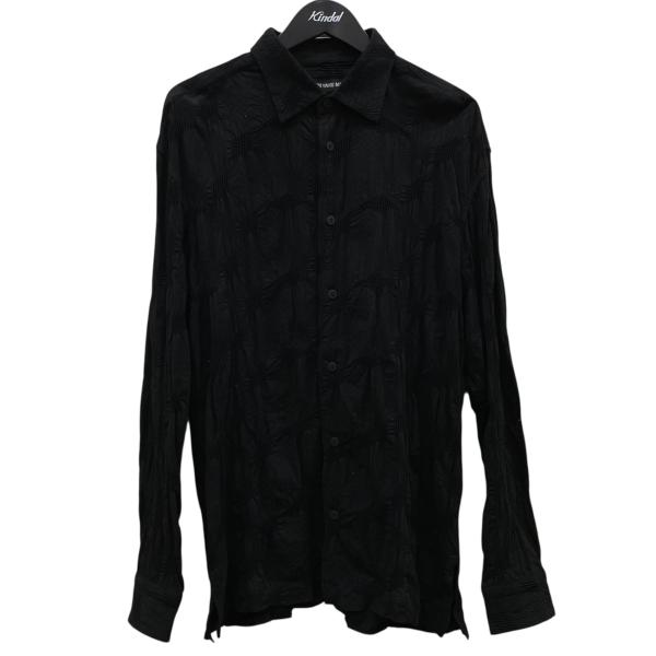 【希少❤︎美品】 イッセイミヤケ 長袖　トップス　シワ加工　ブラック　黒Ｌ　伸縮性 ISSEY MIYAKE（イッセイミヤケ） ISSEY MIYAKE MEN シワ加工 長袖
