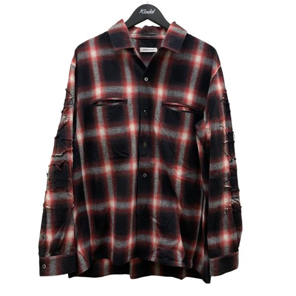アンダーカバー  UP2D4402 フランネルチェック長袖シャツ メンズ 3 UNDERCOVER（アンダーカバー） チェックネルシャツ UP2D4402 レッド系