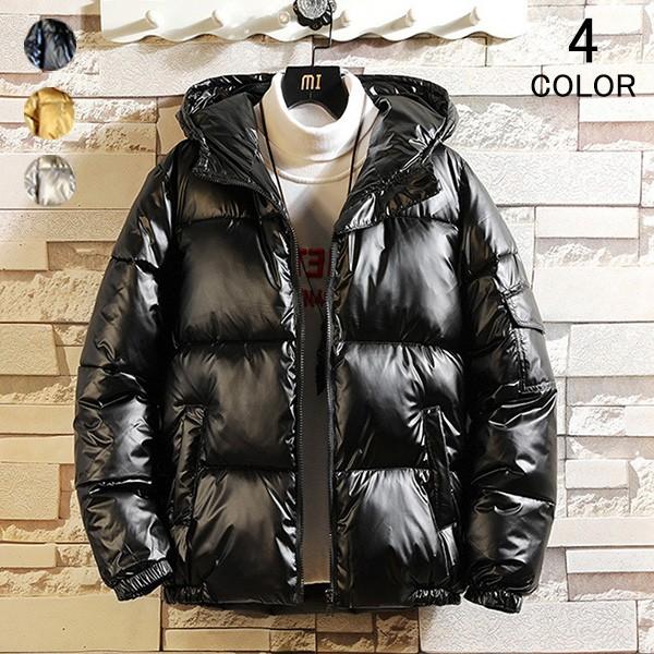 ダウンジャケット メンズ 中綿 フード付き ダウンジャケット ショート丈 艶あり 厚手 ダウンコート アウター ファスナー 秋 冬 防寒 防風 紳士用 Adc438 金源ストア 通販 Yahoo ショッピング