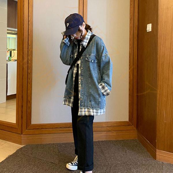 デニムジャケット レディース Gジャン ジージャン デニムジャンパー ブルゾン 羽織 デニム 綿 コットン 長袖 重ね着 フリーサイズ ドロップショルダー Anz115 金源ストア 通販 Yahoo ショッピング