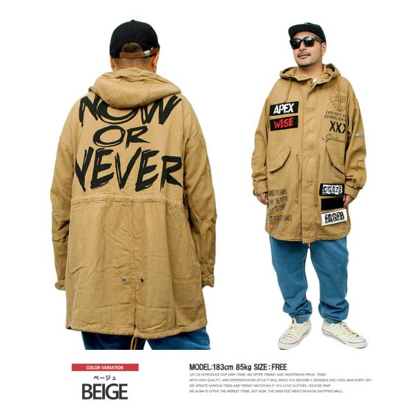 モッズコート メンズ ビッグシルエット ロゴ プリント ミリタリー M-51