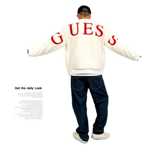 ゲス GUESS フェイクレザー ブルゾン 黒 バックロゴ MA1 ジップ XL ゲス GUESS フェイクレザー ブルゾン 黒 バックロゴ MA1 ジップ XL