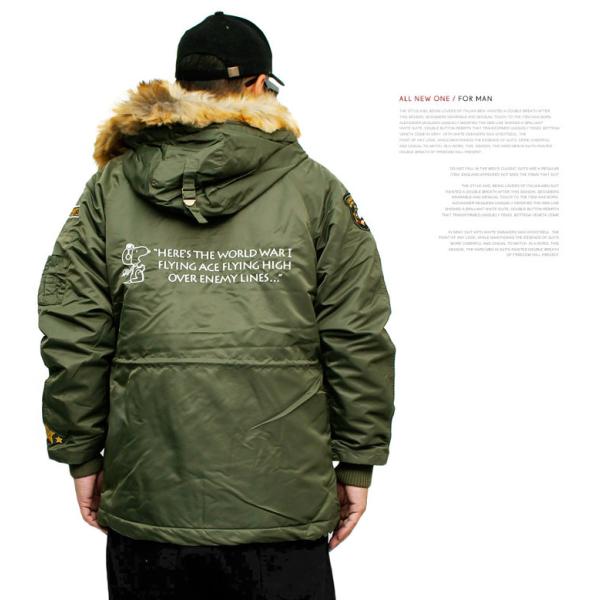 PEANUTS スヌーピー ピーナッツ ミリタリージャケットN-3B コート❤️ PEANUTS ピーナッツ N3-B モッズコート メンズ SNOOPY