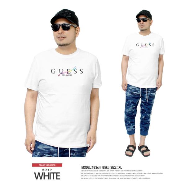 GUESS GUESS（ゲス） 半袖 Tシャツ メンズ カラフル 刺繍 ロゴ