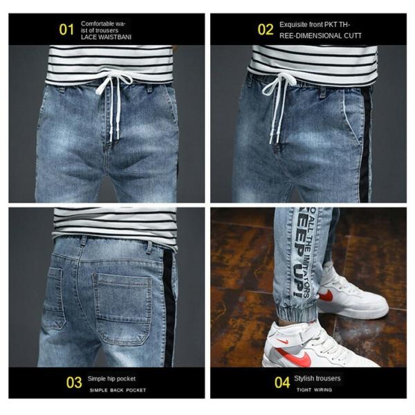 デニム ジョガーパンツ メンズ 大きいサイズ サイドライン ロゴ