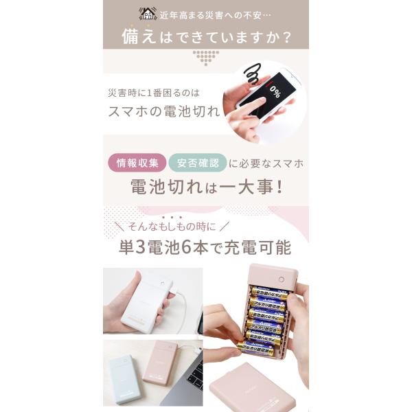 �h�Ўm���� ���d�r�����o�C���o�b�e���[ �P�[�u������ �d�r�� 1.5A �X�}�z �[�d�� �h�ЃO�b�Y iPhone �A���h���C�h �P3�d�r 6�{ �^�C�vC USB�o�� �|�C���g���� ���i�摜3