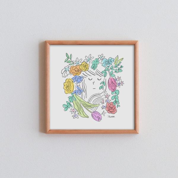 贈り物にも♡ クレパス画　原画　額縁付　木枠　ガラス面 　サインあり kininarustore_d238
