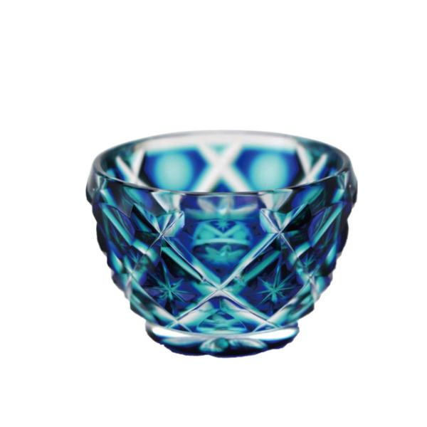 薩摩切子 二重被せ ミニ猪口 翡翠 緑/瑠璃 : オーリックヤフー店