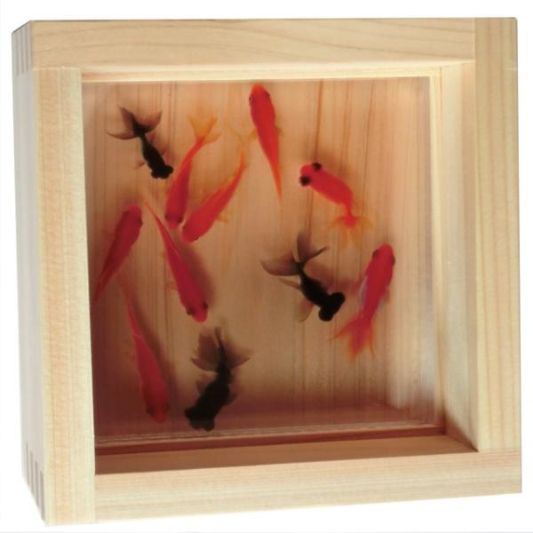 金魚アート 「寿/もみじ×緑」 樹脂 樹脂金魚 3D金魚 贈り物 ギフト 還暦 kinn_maturi002