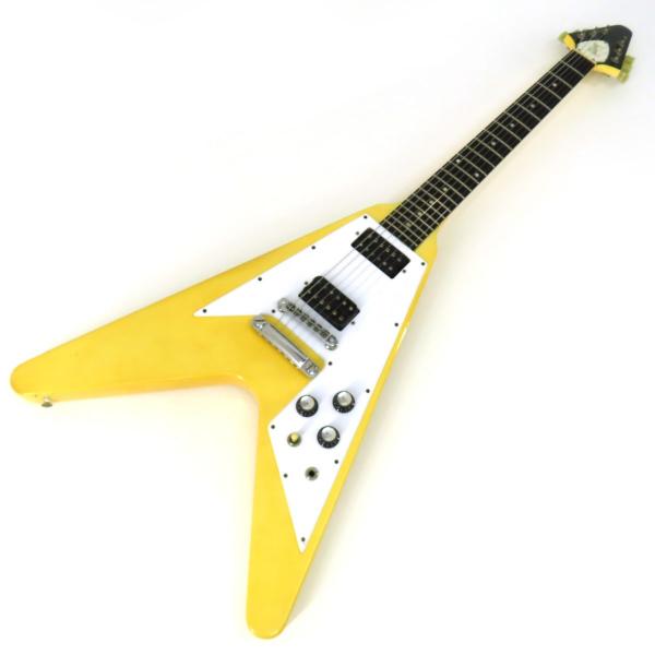 【メンテナンス済】バークレイ　フライングV エレキギター　イエロー Flying V Gibson ギブソン Classic White フライングV エレキギター
