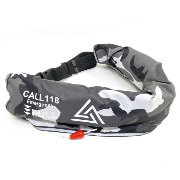 ライフジャケット桜マーク中古 CALL118 ライフジャケット ベルトタイプ 迷彩柄 桜マーク無し ※中古