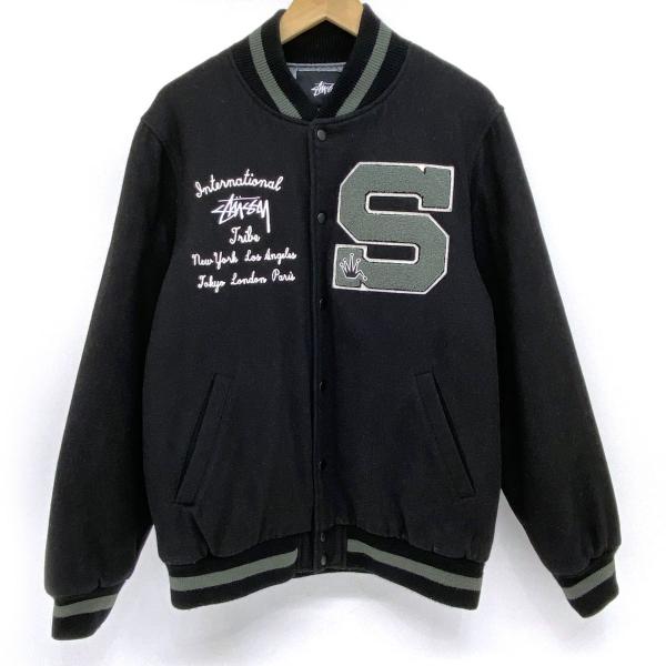 STUSSY ステューシー BIG S LETTERMAN JACKET ウール スタジャン L