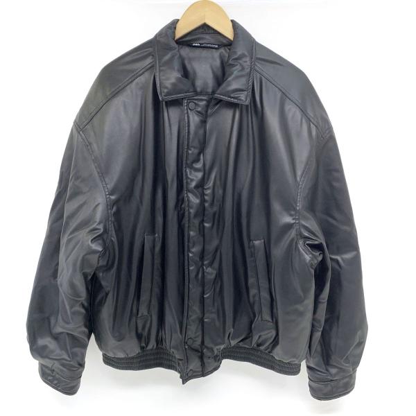 ZARA ザラ レザーブルゾン XLサイズ ブラック ※中古 : お宝ストア