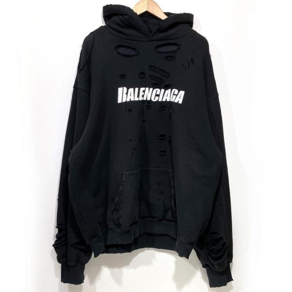 BALENCIAGA(バレンシアガ) パーカー サイズL ユニセックス美品  - 674986TLVG4 ネイビー ヴィンテージダメージ加工/色褪せ加工 BALENCIAGA バレンシアガ パーカー 501656 ネイビー - 中古
