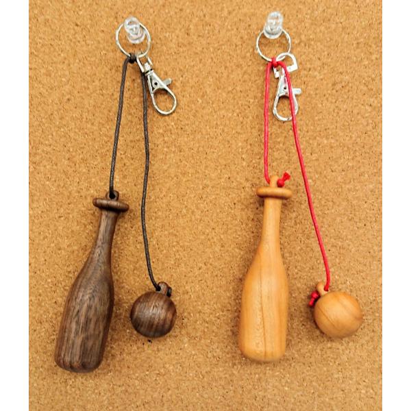 キーホルダー　木製　カチカチバット(小サイズ)　バット　野球　ボール　ストラップ　おしゃれ　手作り　メンズ　レディース　日本製