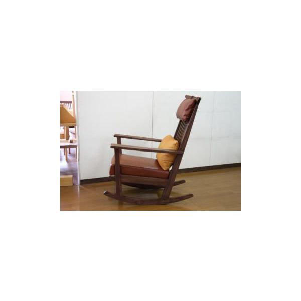 ロッキングチェア 安楽椅子 イス 天然木 ウォールナット 本革 