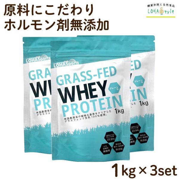ホエイ プロテイン グラスフェッド 3kg 1kg×3袋 アミノ酸スコア100 WPC