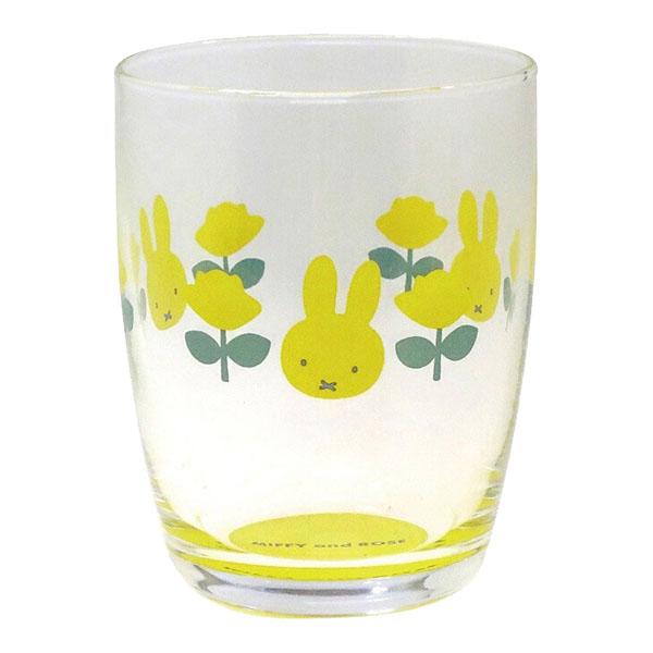 ミッフィー「MIFFY and ROSE／ボトムカラーグラスS(イエロー)」