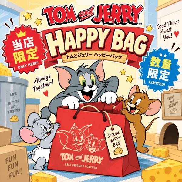 【10月入荷分】トムとジェリー 福袋(各３種) ハッピーバッグ 詰め合わせ キャラクターグッズ 雑貨 食器 インテリア 日用品 ファッション小物 ギフト 数量限定