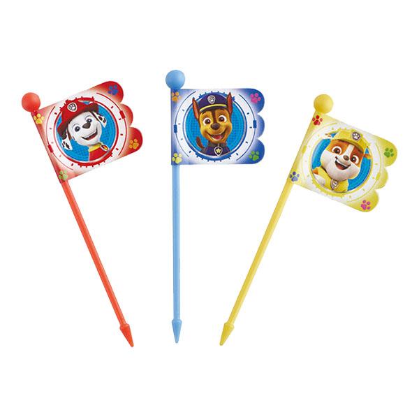 SKT-661037パウ・パトロール「ランチピックス (9P)」旗の付いた可愛いランチピックス。3柄×3本の9本入り。洗って繰り返し使える。電子レンジや食洗機は使用不可。■サイズ：約15×5×68mm■生産地：中国■素材・成分：ABS樹脂・...