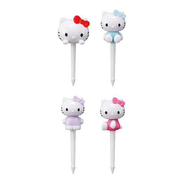 SKT-682636ハローキティ「ランチピックス 4P」立体的なキャラクターが可愛いランチピックス。4本入り(4種類、各1本)。電子レンジや冷凍庫では使用しない。食洗機では洗えない。■サイズ：約15×5×60mm■生産地：中国■素材・成分：...