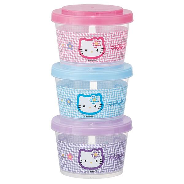 sanrio ハローキティ「カオハナ／ジョイント式薄肉保存容器3P