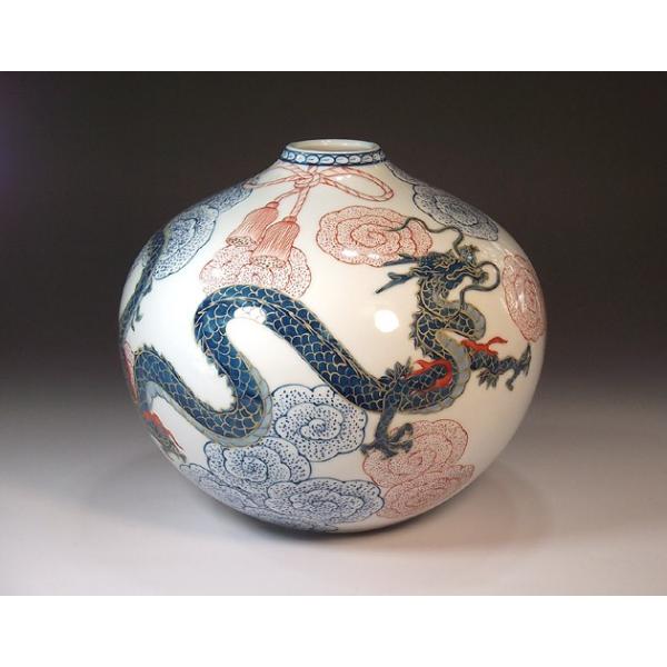 古伊万里様式染錦金彩花結び龍絵花瓶｜有田焼 陶芸作家 藤井錦彩作