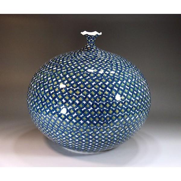 有田焼 金欄手様式金彩七宝文様花瓶｜陶芸作家 藤井錦彩 作 : 有田焼