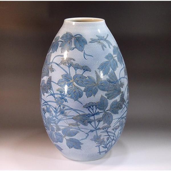 有田焼 和紙染金彩草花文様花瓶｜陶芸作家 藤井錦彩 作 : 有田焼 藤井