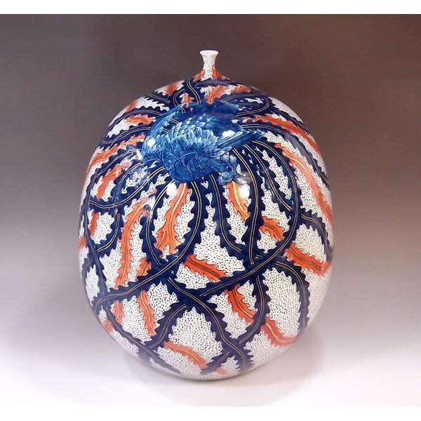 有田焼 染錦金彩鳳凰絵花瓶 陶芸作家 藤井錦彩 作 作 Dafa 有田焼 藤井錦彩窯