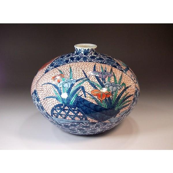 有田焼藤井錦彩伝統工芸作家染錦花絵花瓶花入り