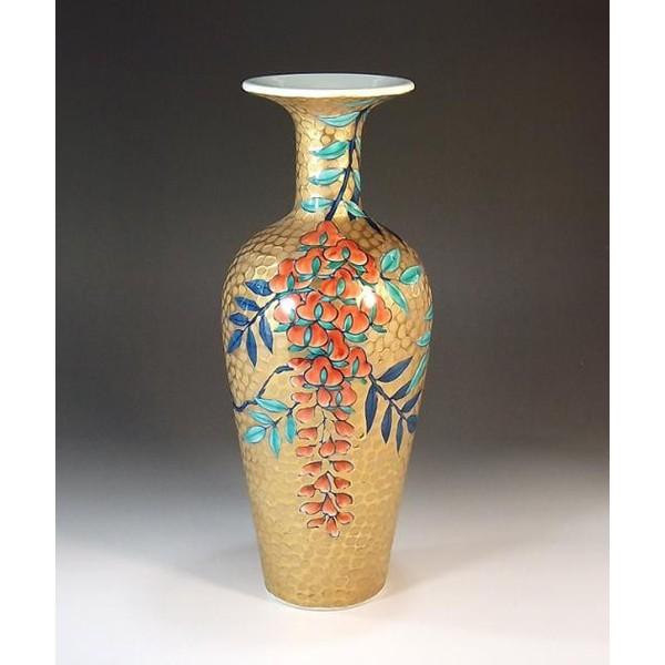 ￼黄金藤絵　　藤井錦￼彩作品 有田焼 染錦黄金藤絵花瓶｜陶芸作家 藤井錦彩 作 : 有田焼 藤井錦彩窯