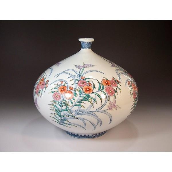 有田焼 染錦撫子絵花瓶｜陶芸作家 藤井錦彩 作 : 有田焼 藤井錦彩窯