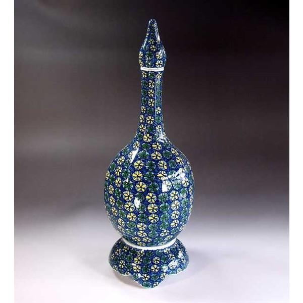 有田焼 鍋島焼 色鍋島 柿文様 花瓶 花器 壺 色鍋島染錦柿絵広口花瓶 花井山泉作 | 神田陶器店
