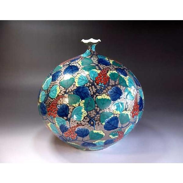 有田焼 染錦プラチナ彩葛絵花瓶|陶芸作家 藤井錦彩 作 有田焼 染錦プラチナ彩葛絵花瓶|陶芸作家 藤井錦彩 作