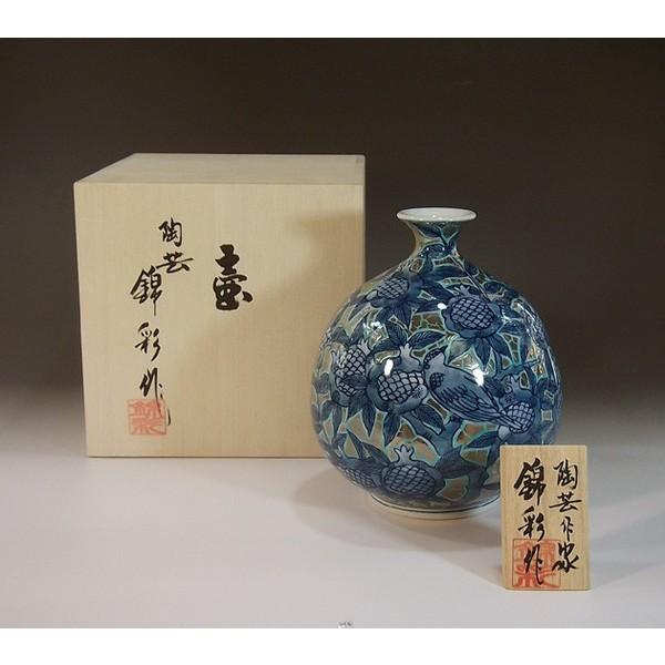 ショッピングファッション 作 美術 工芸品 有田焼 陶芸作家 染錦プラチナ彩柘榴絵花瓶 藤井錦彩 有田焼の陶器花瓶 壷や飾り皿 酒器 ぐい飲みなどの和食器を取揃えております ギフト 贈答品 贈り物 記念品を桐箱入り 木箱 でお届け 名入れ 熨斗も承ります