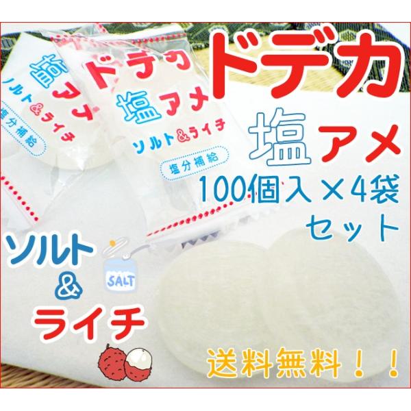 ドデカ塩飴 ソルト＆ライチ　100個入り×4袋セット 業務用　送料無料