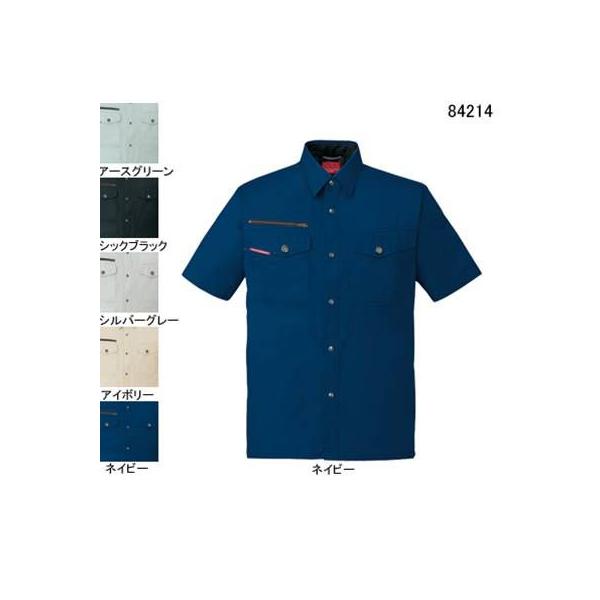 自重堂 84214 ストレッチ半袖シャツ サマーツイル（綿100％） ストレッチ 防縮防シワ加工
