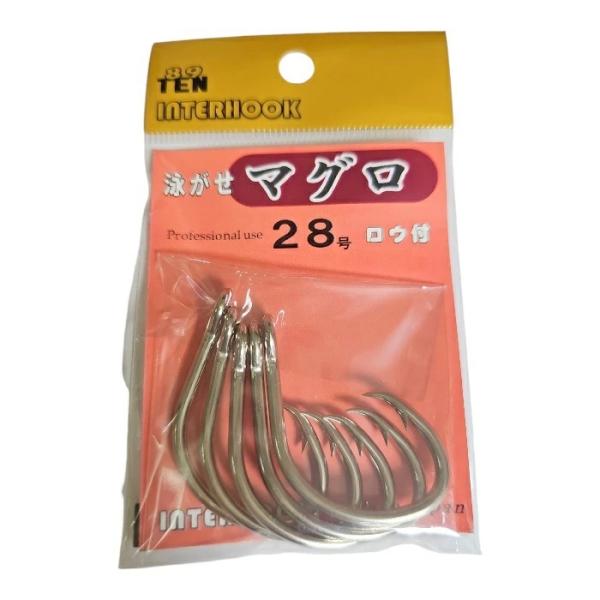 インターフック 泳がせ マグロ 28号 シルバー (特殊光沢錫 インターフック 泳がせ マグロ 28号 シルバー (特殊光沢錫
